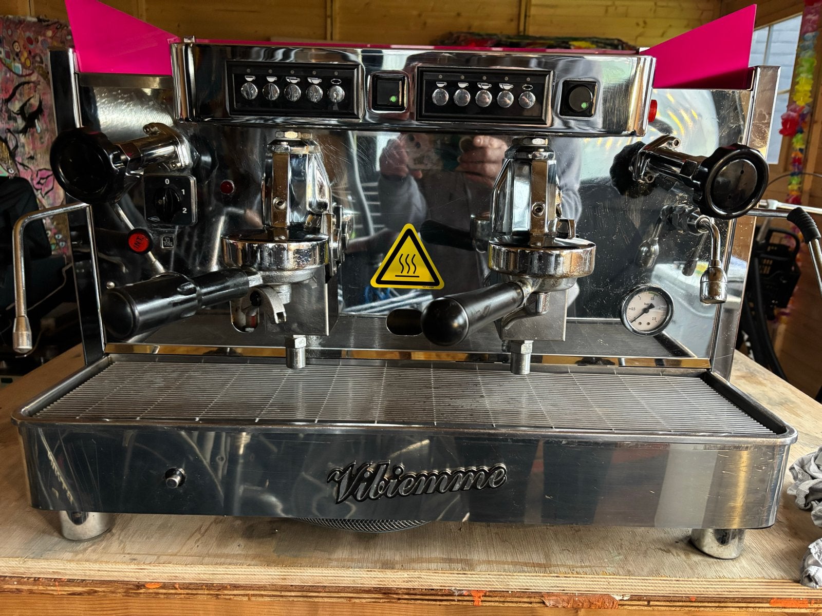 Vibiemme Replica 2-groeps espressomachine - Costum Roze, Gebruikt, Espresso apparaat, 10 kopjes of meer, Koffiebonen