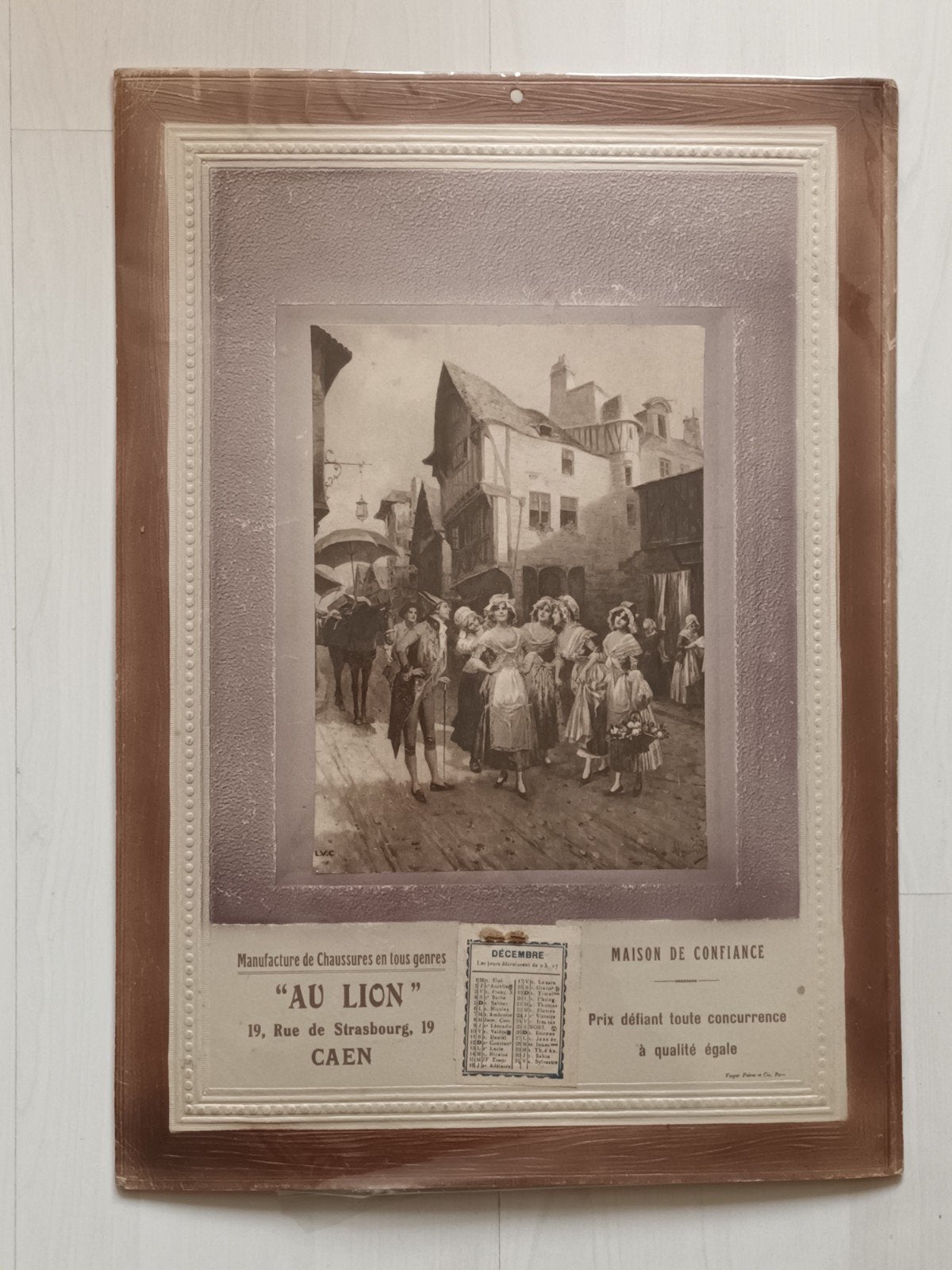 Antieke Au Lion Reclameplaat Caen, Ophalen of Verzenden