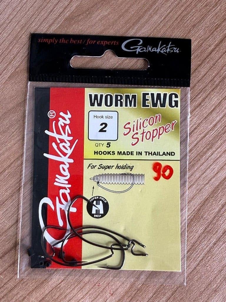 Gamakatsu Worm EWG Silicon Stopper haken maat 2 – 5 stuks, Haak, Eu, Eu, Nieuw