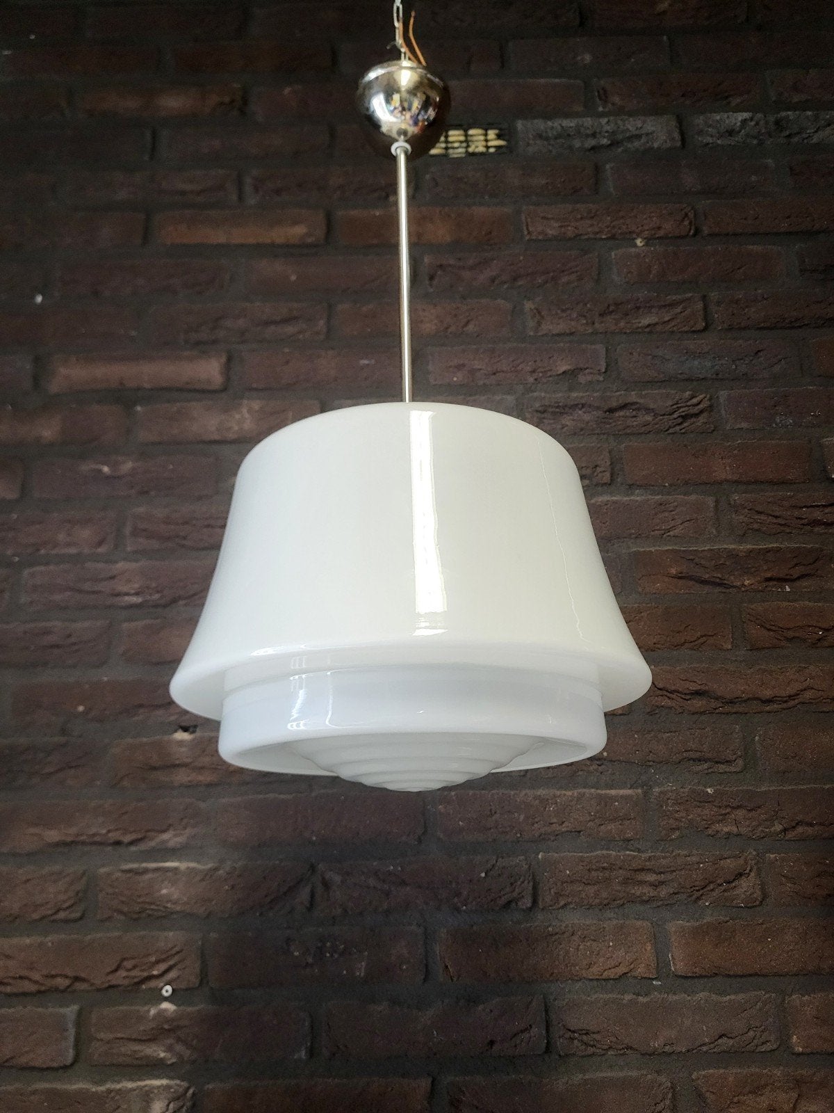 Mithras hanglamp, opaal wit, vintage art deco, Mithras, Art deco, Onbekend, Zo goed als nieuw