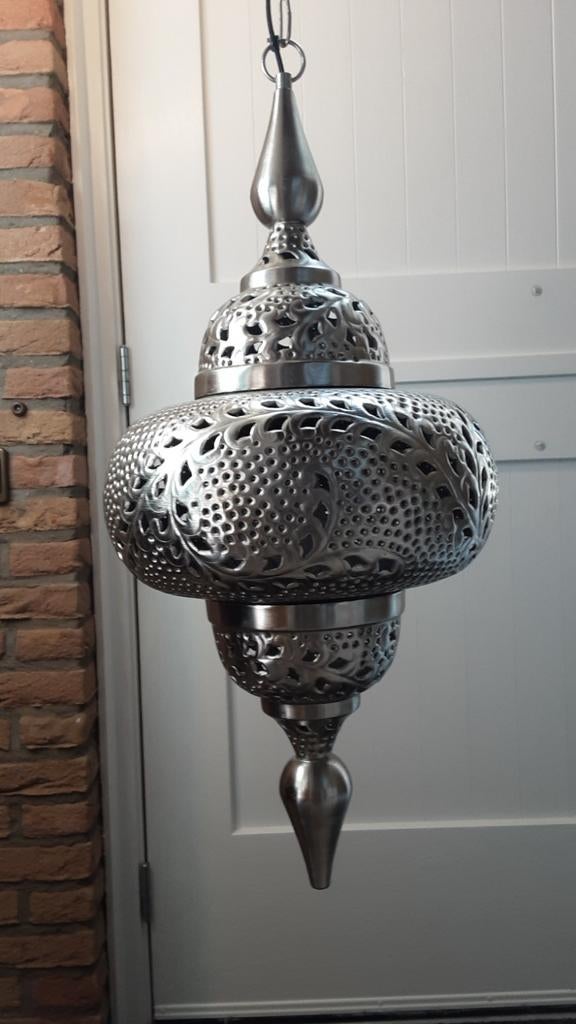 Grote metalen Marokkaanse/Oosterse lamp, Ophalen, Oosters, Marokkaans, Zo goed als nieuw, Metaal