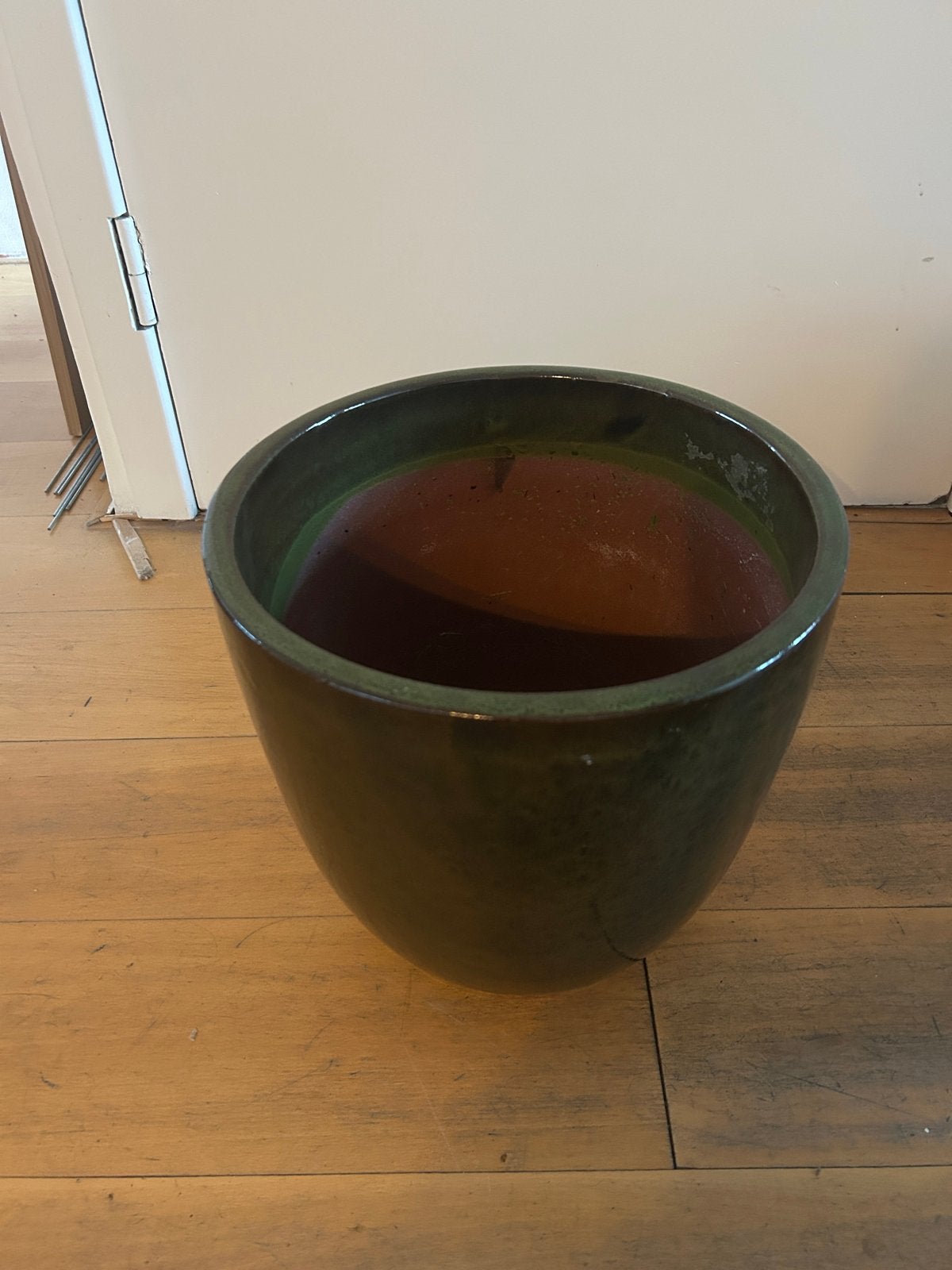 Donkergroene plantenpot - 33 cm, Gebruikt, Rond, Binnen, Minder dan 40 cm