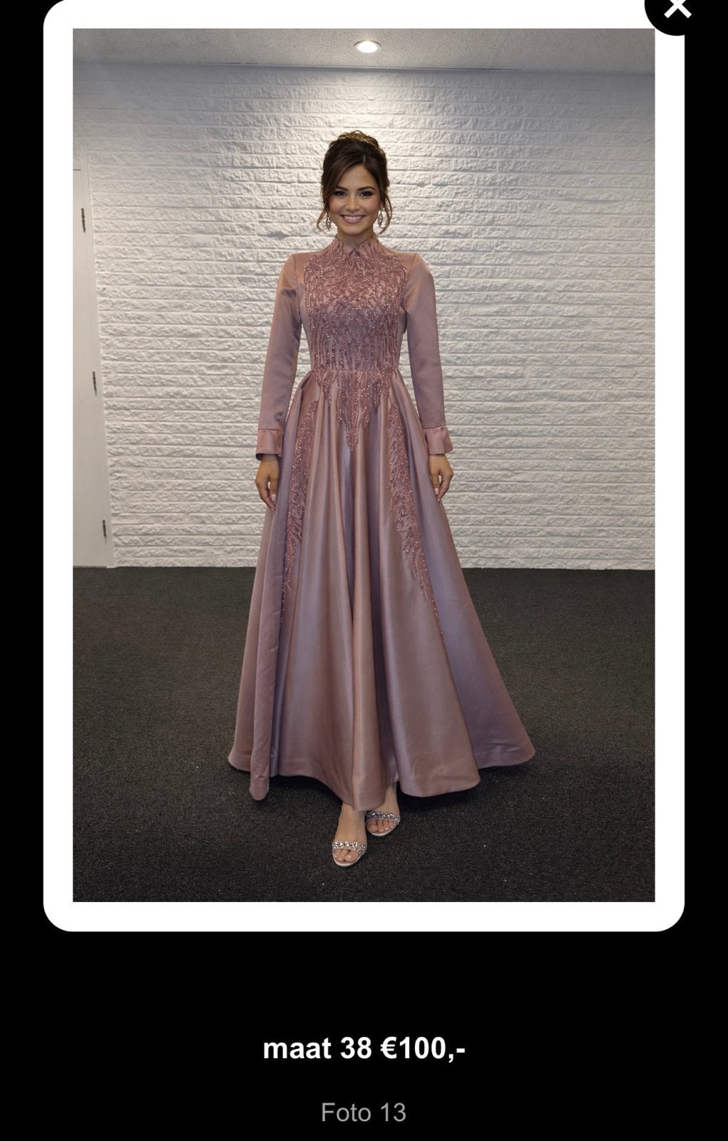 Elegante lange jurk met borduursel - Maat 38, Kleding | Dames, Jurken, Nieuw, Maat 38/40 (M), Roze, Onder de knie, Ophalen