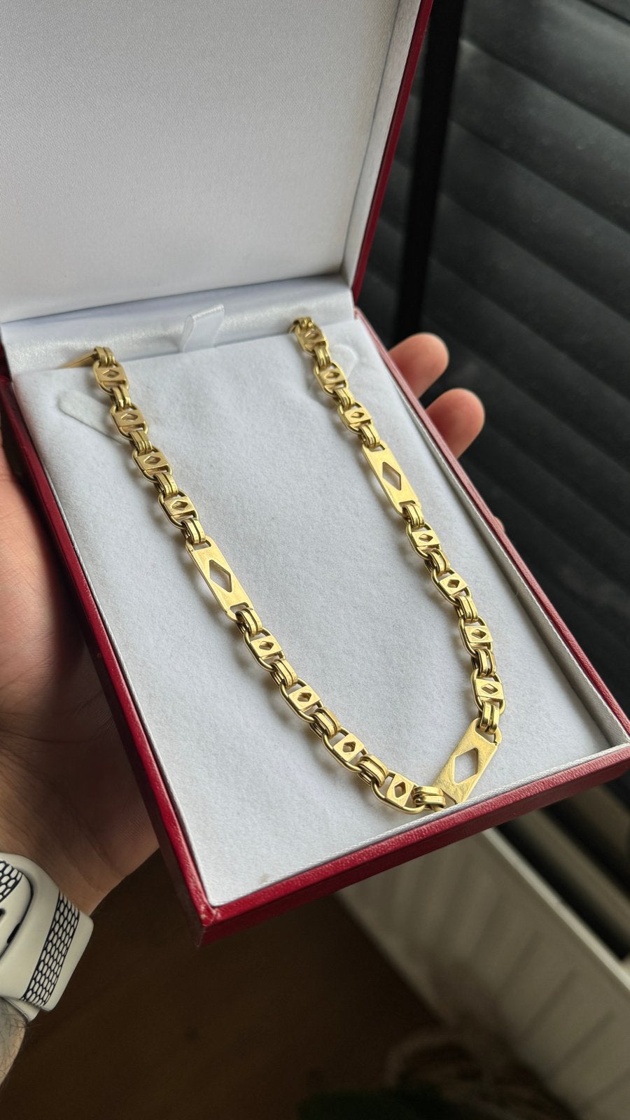 Goude ketting 18K  62cm, 11mm breed,, Sieraden, Tassen en Uiterlijk, Ophalen of Verzenden, Zo goed als nieuw, Goud