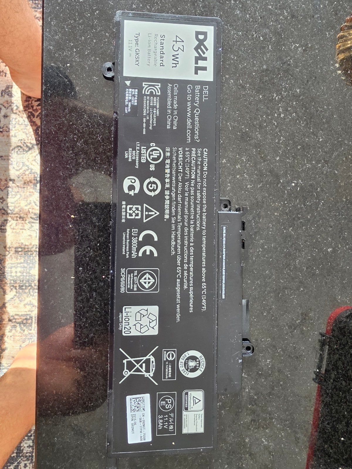 Dell laptop accu GK5KY, Computers en Software, Ophalen of Verzenden, Gebruikt