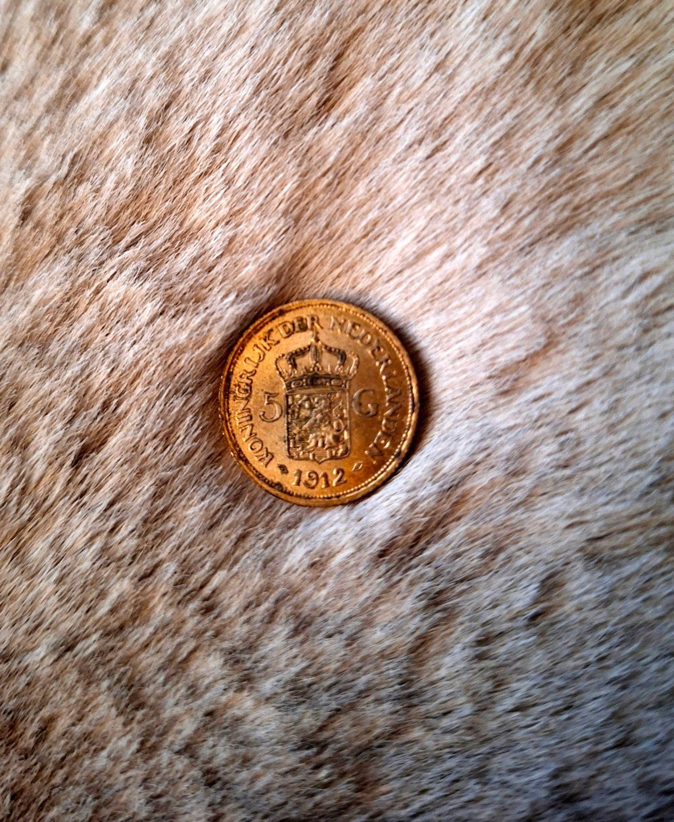 Zeldzame gouden 5 gulden munt Koningin Wilhelmina 1912, Postzegels en Munten, Ophalen, 5 gulden, Goud, Koningin Wilhelmina