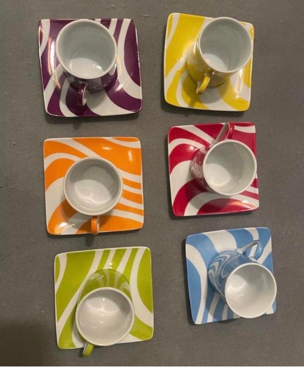 Kleurrijke espressokopjes met schotels - 6 stuks, Ophalen, Overige merken, Keramiek, Nieuw