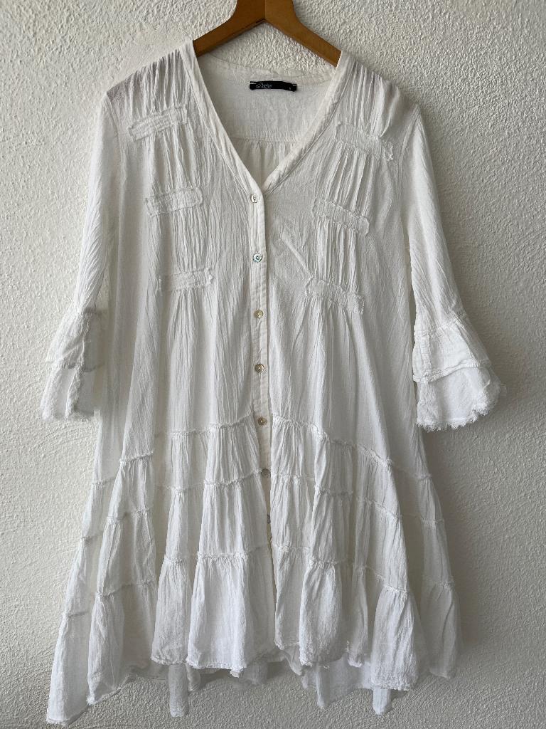 Devotion twins midi  witte jurk boho Ibiza, Verzenden, Wit, Devotion, Zo goed als nieuw