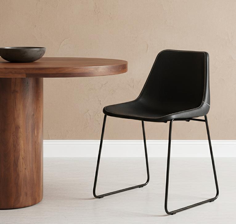 6 Industriële, zwart leren eetkamerstoelen-merk: Sol y Luna, Ophalen, Gebruikt, Zwart, Leer