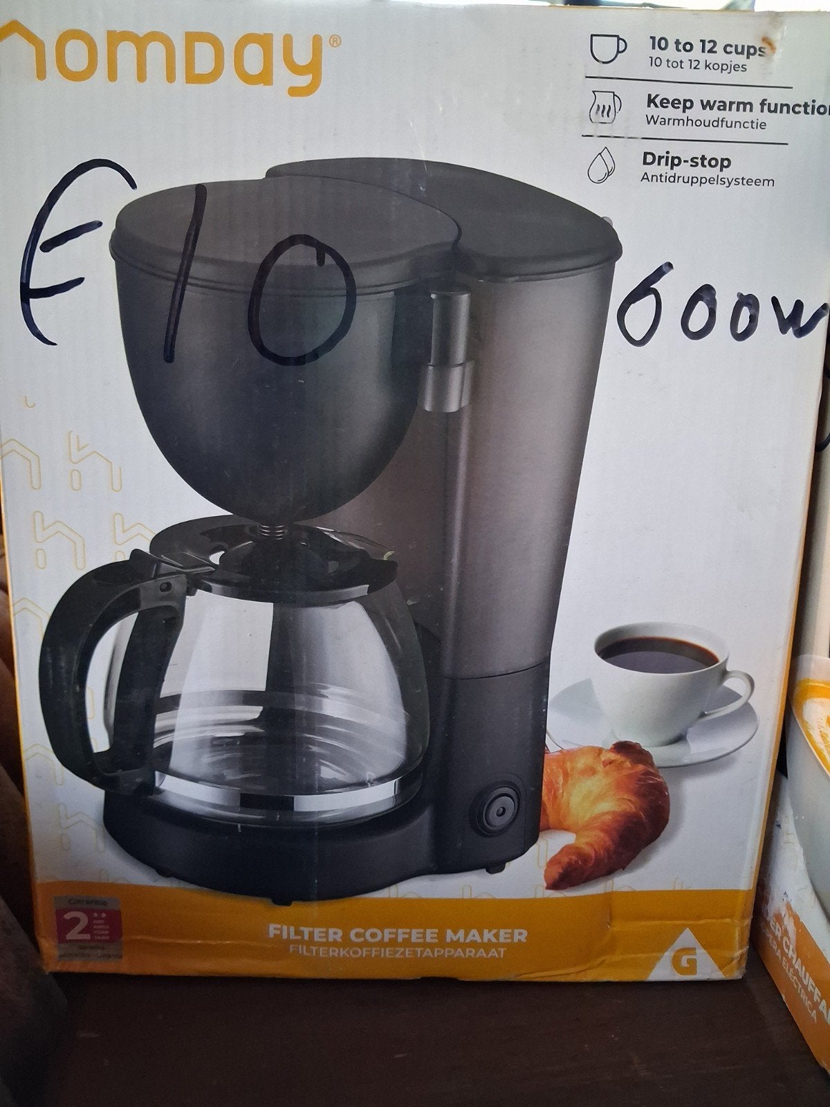 Nieuw Homday Filter Koffiezetapparaat - 10-12 kopjes, Ophalen, Afneembaar waterreservoir, 10 kopjes of meer, Gemalen koffie