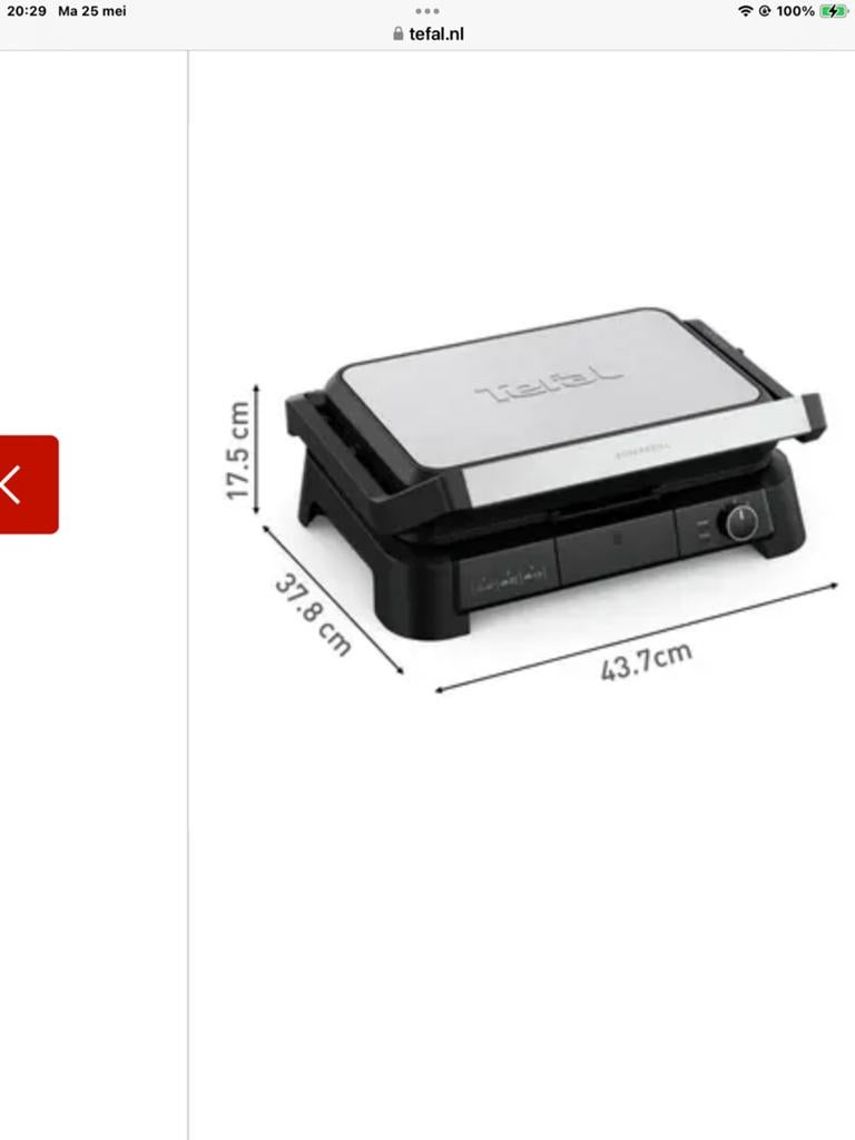 Tefal tafelgrill, Ophalen, Vaatwasmachinebestendig, Zo goed als nieuw, Tafelgrill