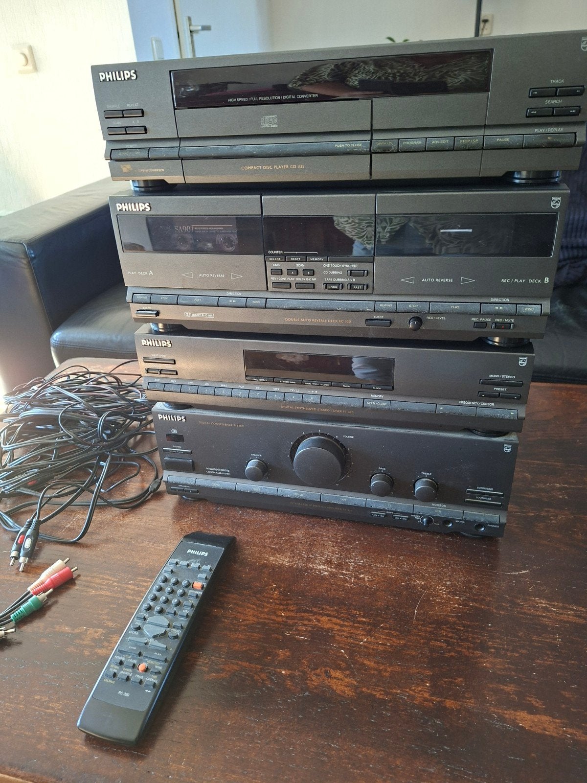 Philips Stereo Set,CDspeler, Cassettedeck, Tuner en Speakers, Ophalen, Philips, Gebruikt, Cassettedeck