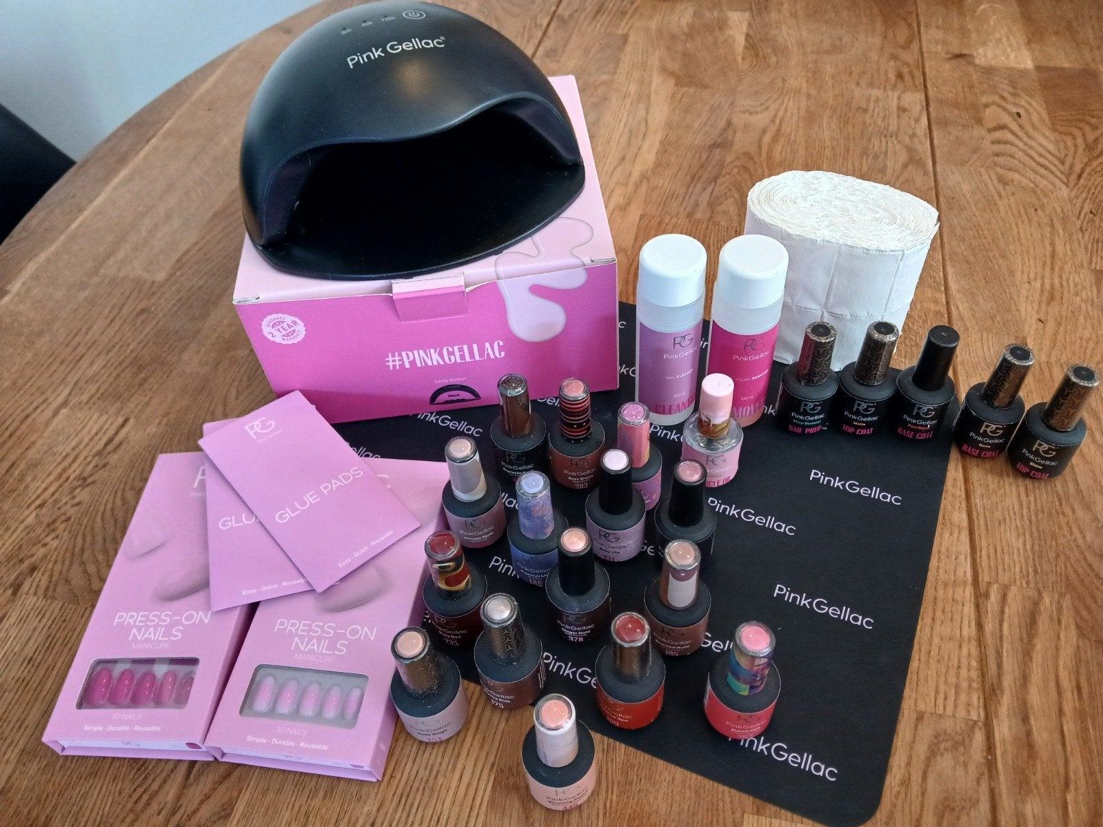 zeer complete set pink gellac veel kleuren goede staat, Ophalen, Gebruikt, Overige kleuren, Handen en Nagels