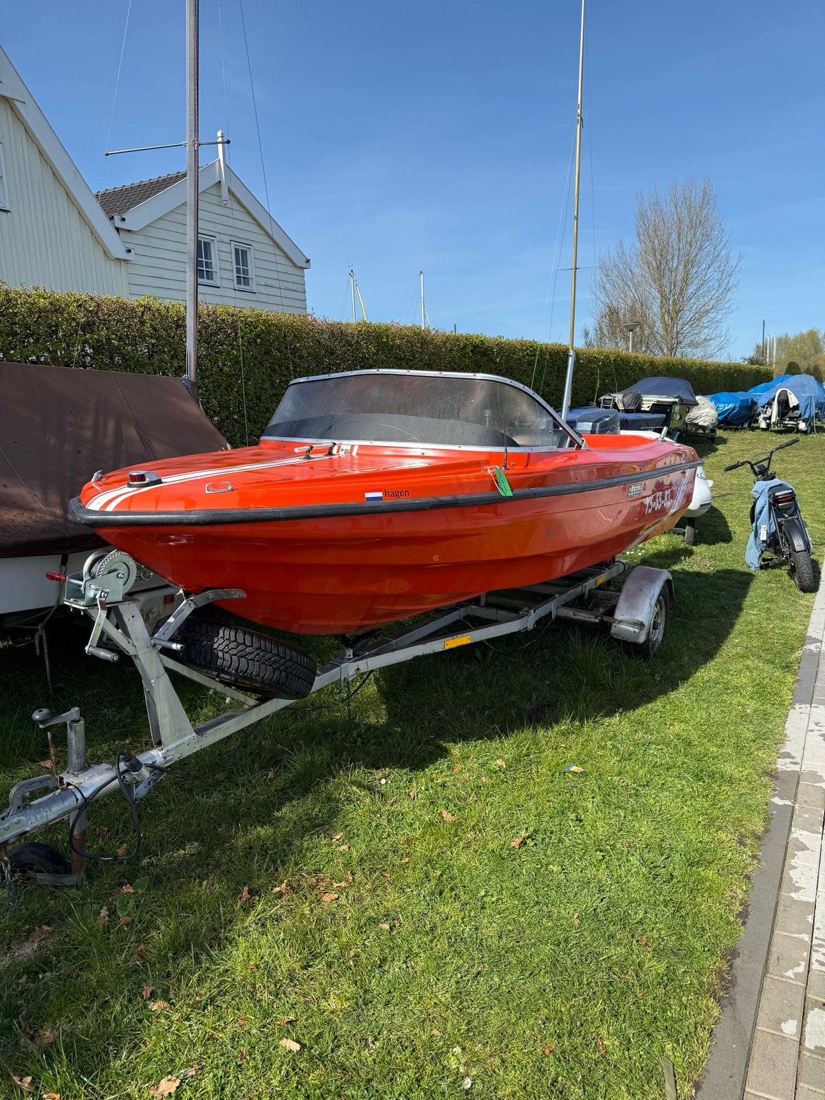Snelle Oranje Speedboot met Yamaha 40pk Motor, Watersport en Boten, Ophalen of Verzenden, Gebruikt