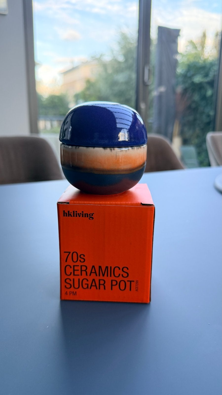 HKliving 70s keramieken suikerpot - Nieuw in doos, Nieuw, Ophalen of Verzenden, Voorraadpot, Steen/keramiek