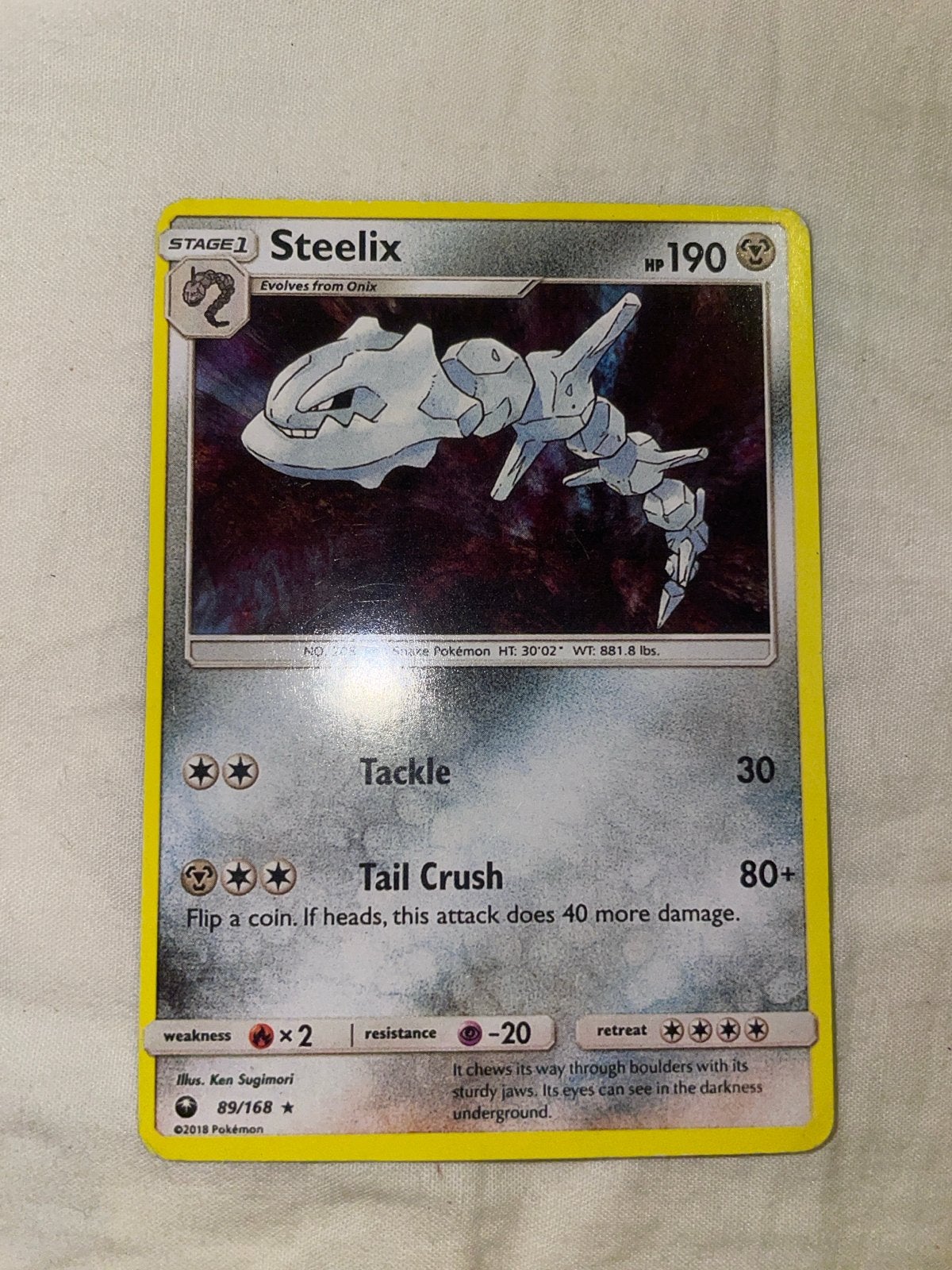 Pokémon Steelix (89/168) Misdruk (ofcorner) en zeldzaam, Ophalen, Gebruikt, Losse kaart