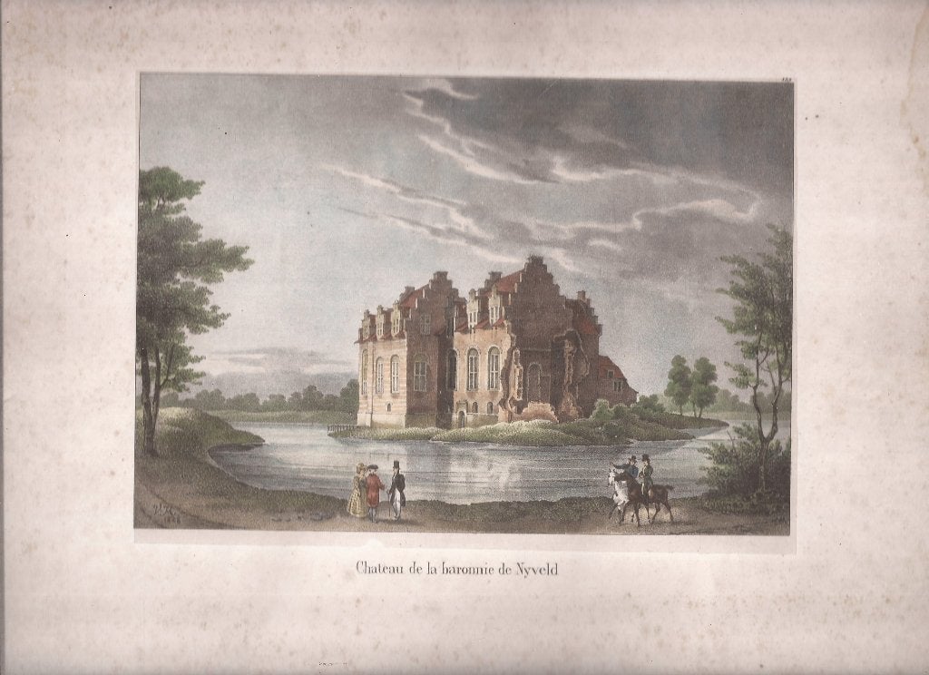 De Meern Chateau de la baronnie de Nyveld 1828 Litho Nijevel, 1800 - 1899, Architectuur, Ophalen of Verzenden, Blanco verso