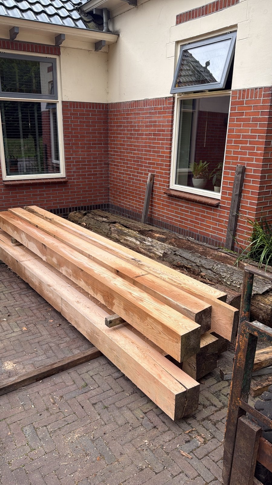 Eiken balken en planken - 20x20 15x15, Ophalen, Gebruikt, Eiken, Balk