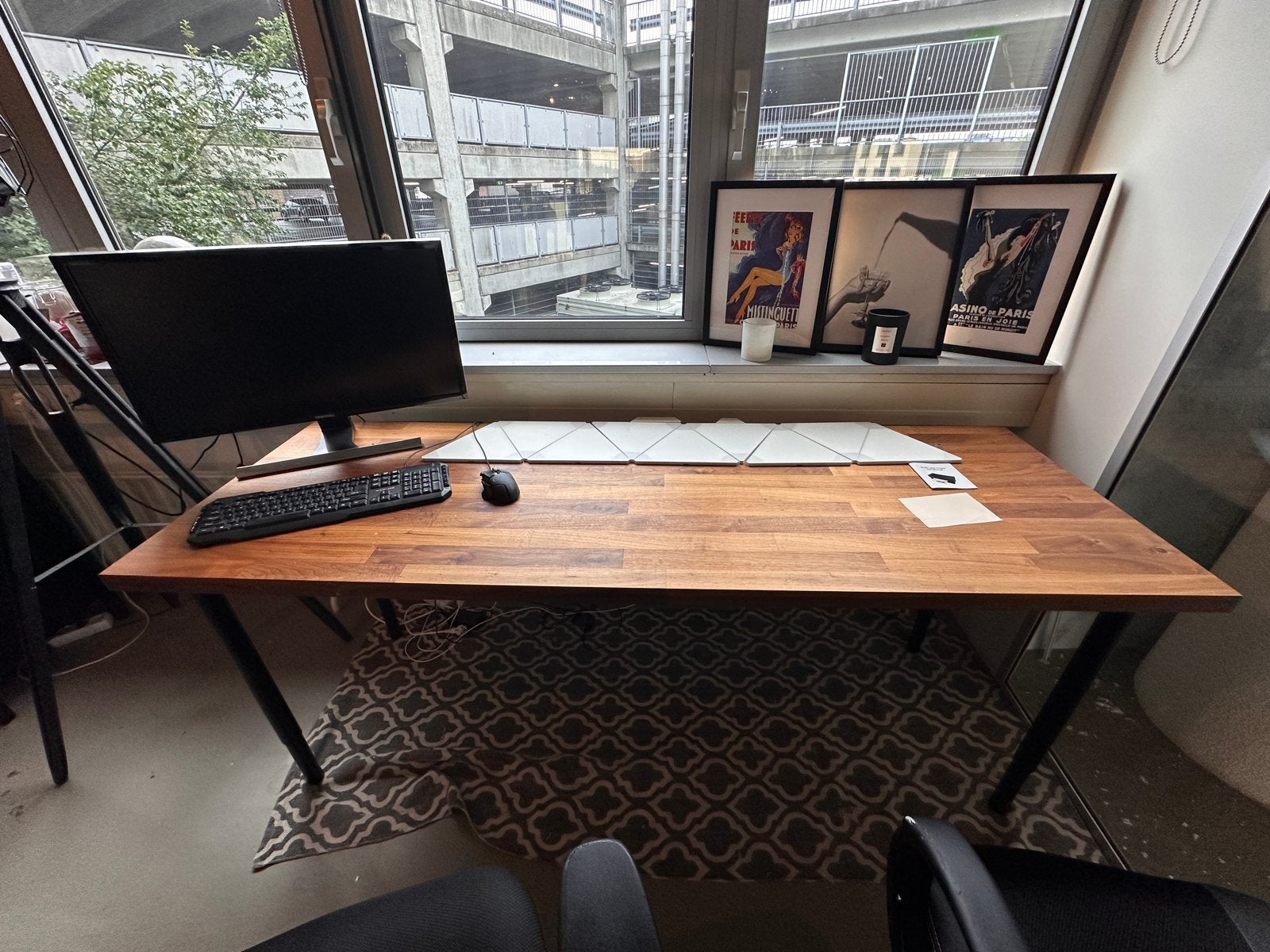 IKEA Bureau met keukenblad en verstelbare poten, Ophalen, Gebruikt, Hout, In hoogte verstelbaar
