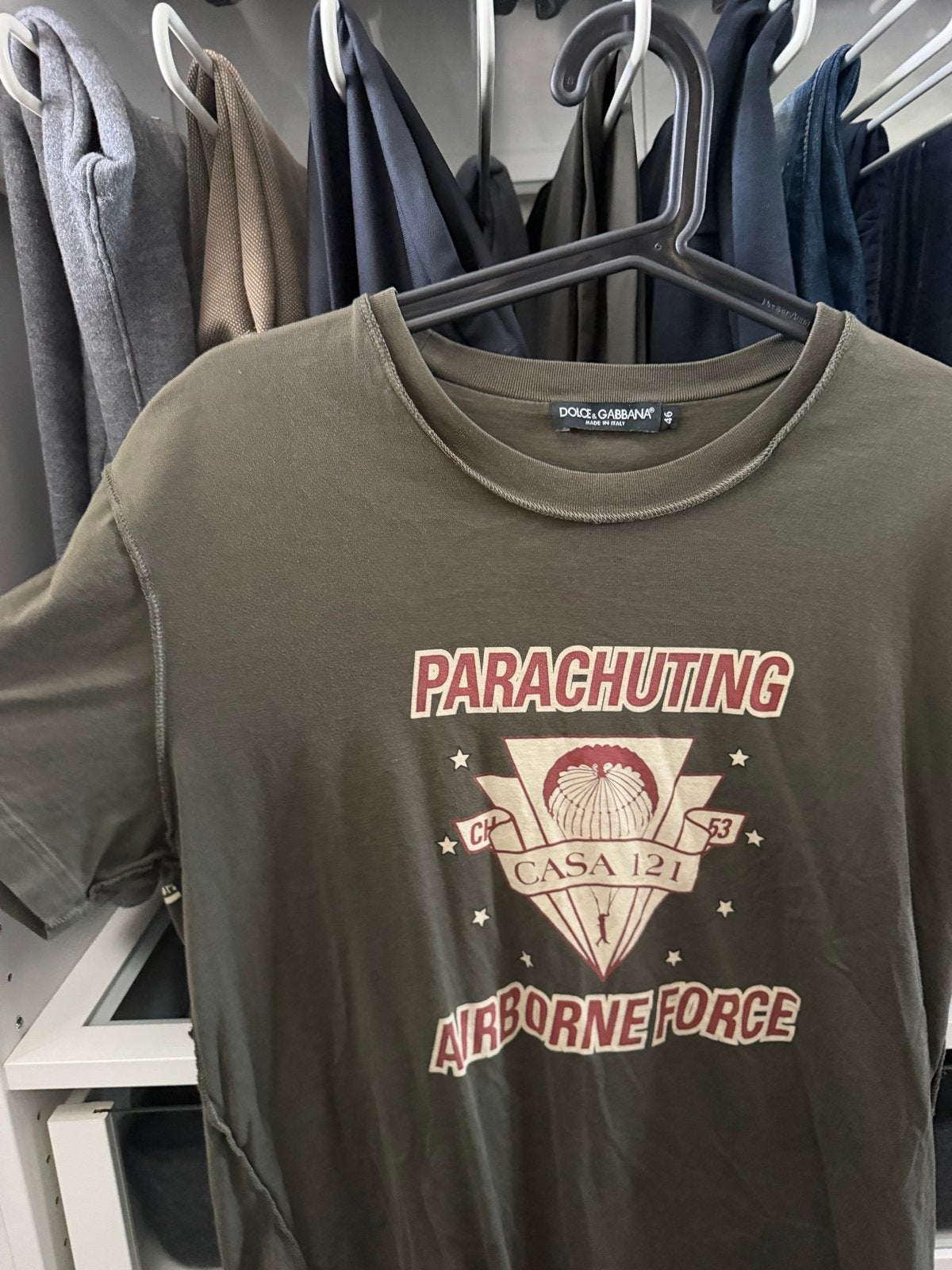Dolce & Gabbana T-shirt Parachuting Airborne Force, Ophalen, Gedragen, Maat 46 (S) of kleiner, Groen