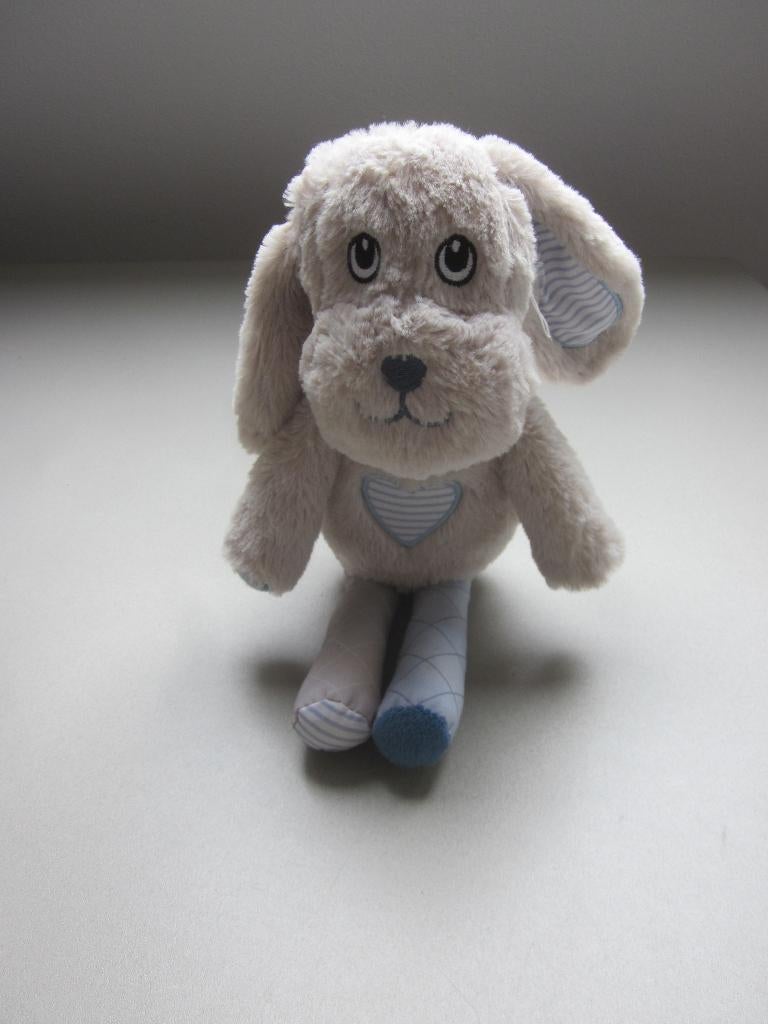 Otto Simon Jipy zacht lichtgrijs pluche hond knuffel+ rinkel, Overige merken, Overige karakters, Grijs, Zo goed als nieuw