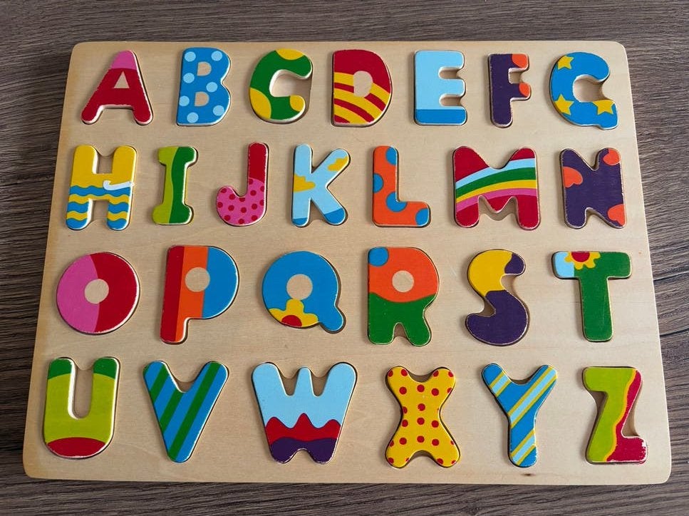 Houten alfabet puzzel voor kinderen, Ophalen, Zo goed als nieuw, Puzzelen