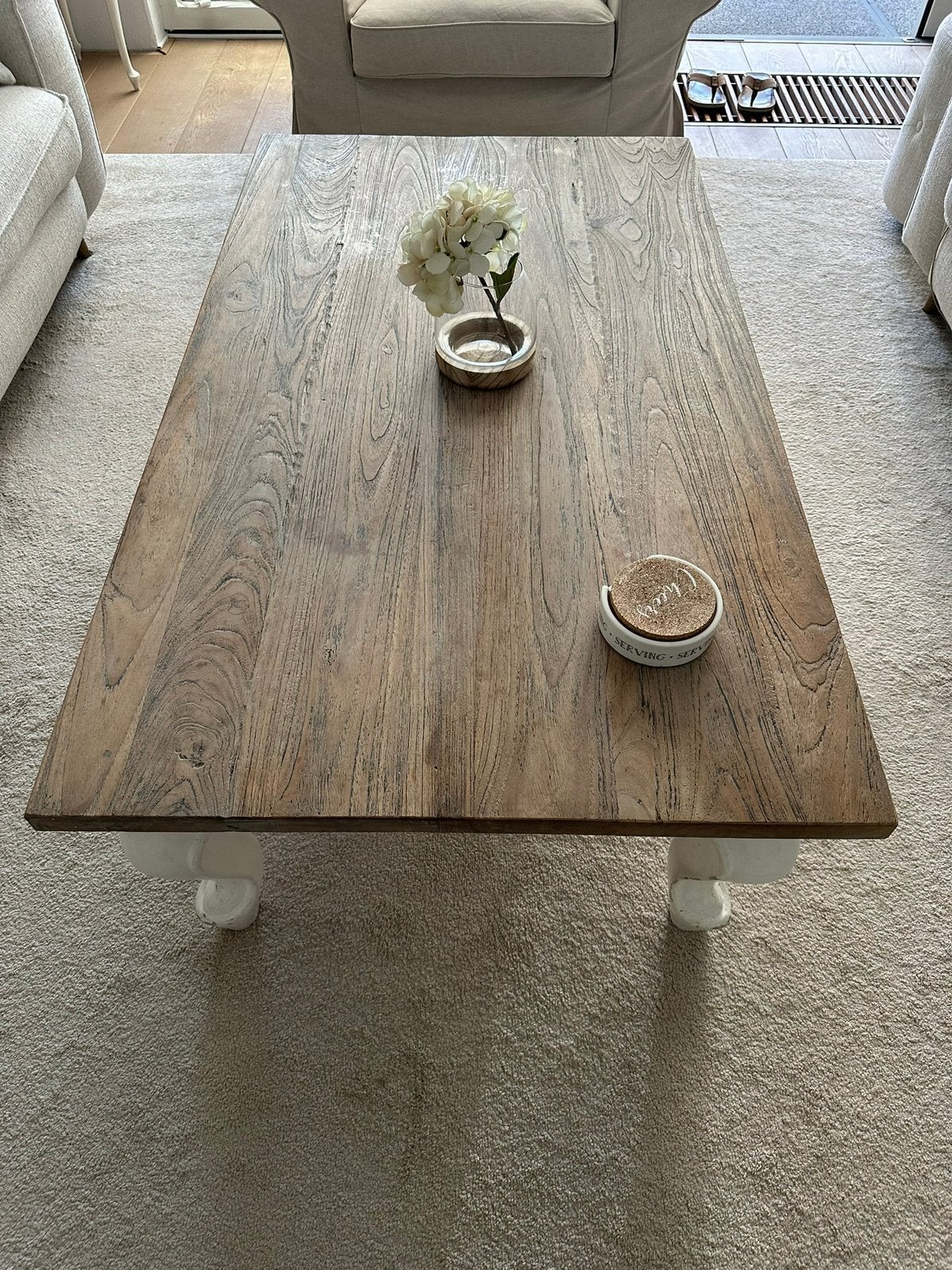 Brocante / landelijke salontafel (130x75x45), Huis en Inrichting, Tafels | Salontafels, Ophalen, Gebruikt, 100 tot 150 cm, 50 tot 100 cm