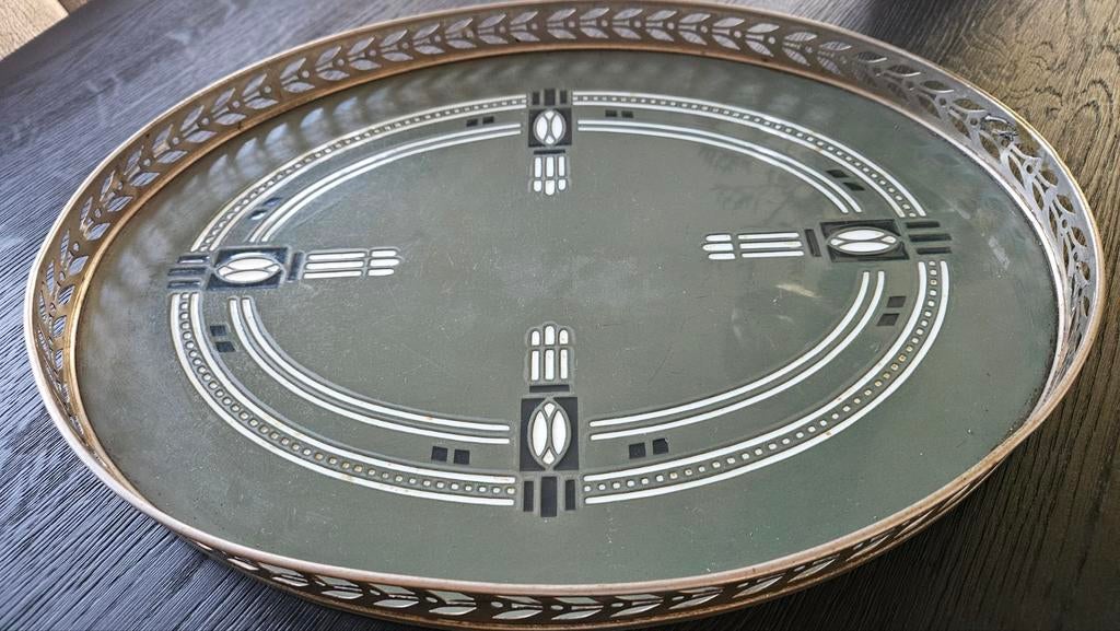 Vintage Villeroy & Boch schaal, Art Deco stijl, groen/zilver, Antiek en Kunst, Ophalen