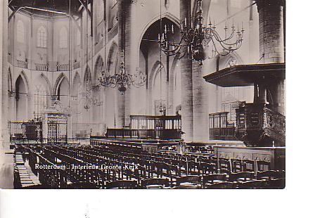 Ansichtkaart	Rotterdam	Grote of Sint-Laurenskerk	Interieur, Verzenden, 1940 tot 1960, Ongelopen, Zuid-Holland