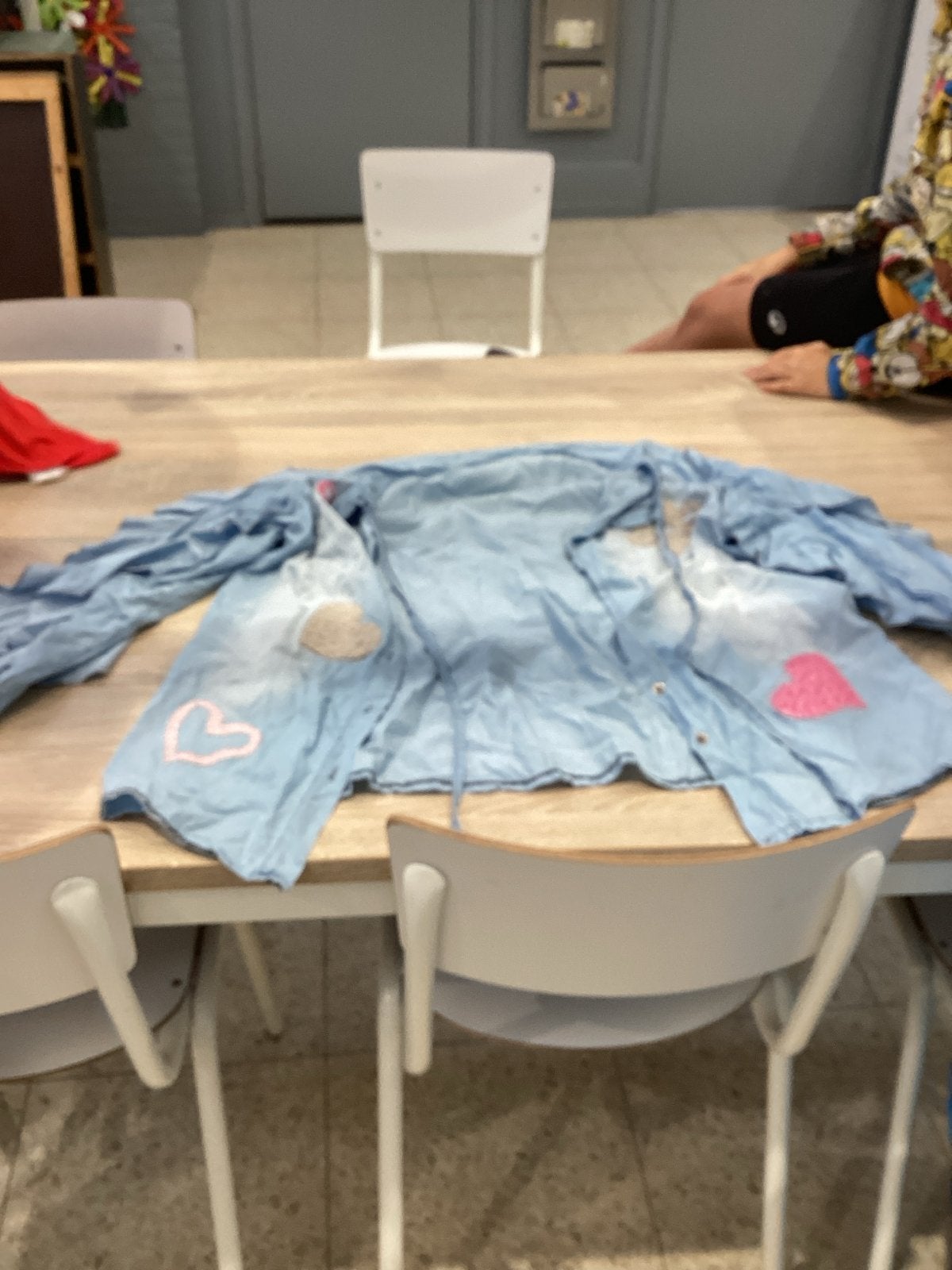 Lichtblauwe blouse met hartjes, Kleding | Dames, Ophalen of Verzenden, Gedragen, Blauw