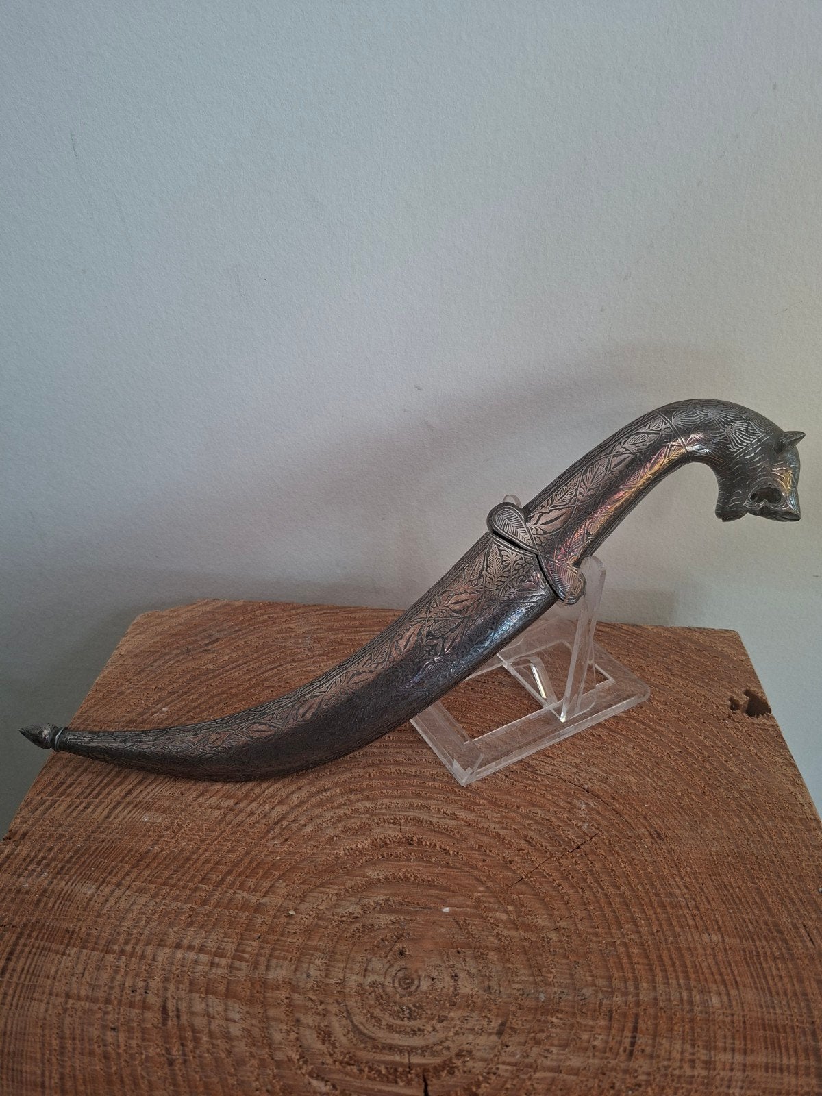 Khanjar dolk damascus met tijgerkop India., Antiek en Kunst, Verzenden