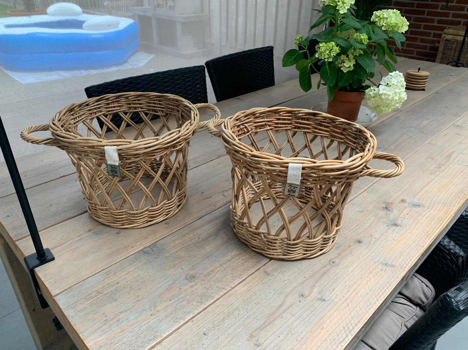 Rustic Rattan Cachepot Open Weave Riviera Maison, Huis en Inrichting, Woonaccessoires | Schalen en Manden, Mand, Rond, Ophalen of Verzenden