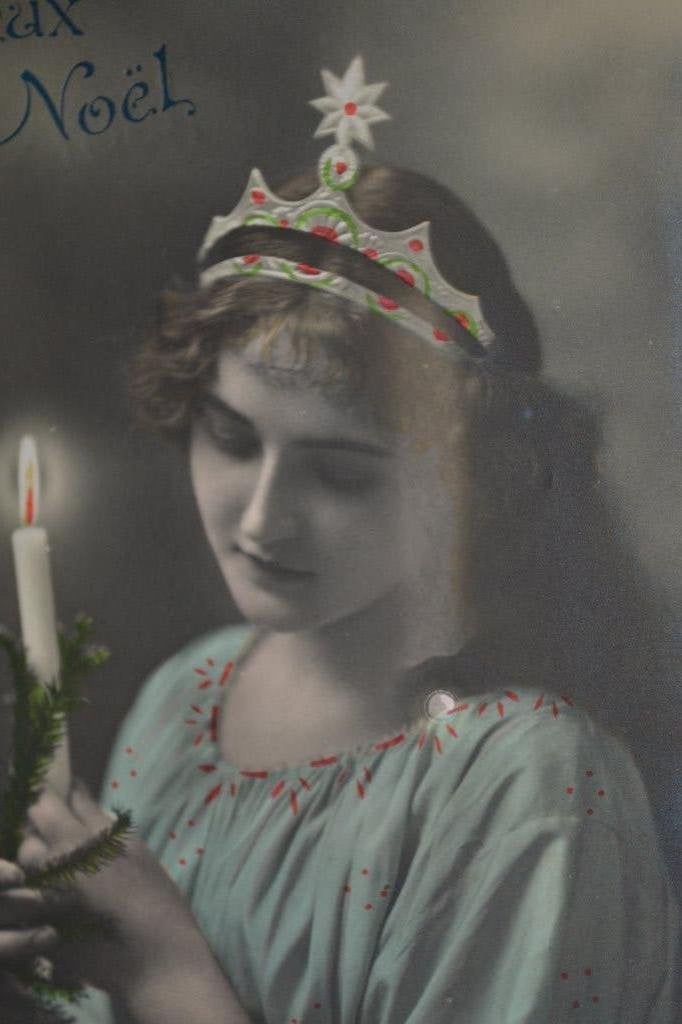 frankrijk 1910 kerstmis meisje lang haar kaars, Ophalen of Verzenden, Voor 1920, Ongelopen, Sterren en Beroemdheden