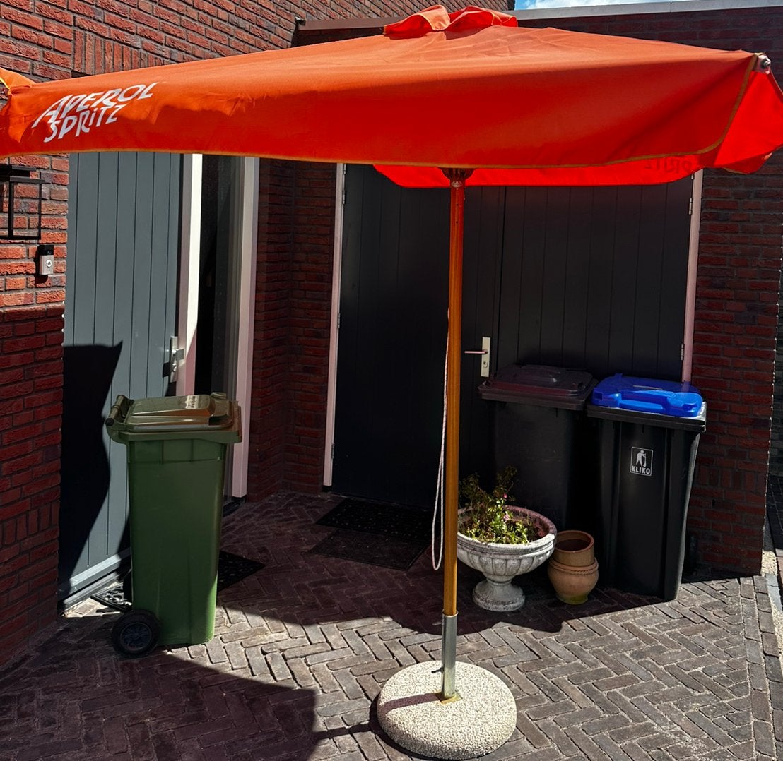 Aperol Spritz Parasol Oranje 2x2m, Ophalen, Verstelbaar, 2 tot 3 meter, Zo goed als nieuw