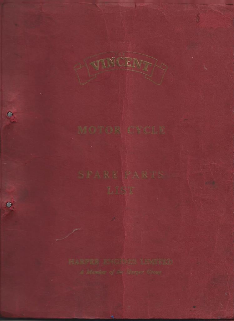 Vincent spare parts list motor (7576z), Ophalen of Verzenden, Overige merken