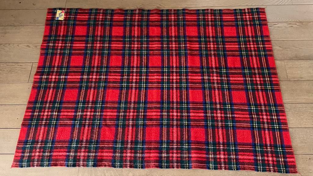 Vintage wollen deken zaalberg, geruiten plaid, Ophalen of Verzenden, Gebruikt