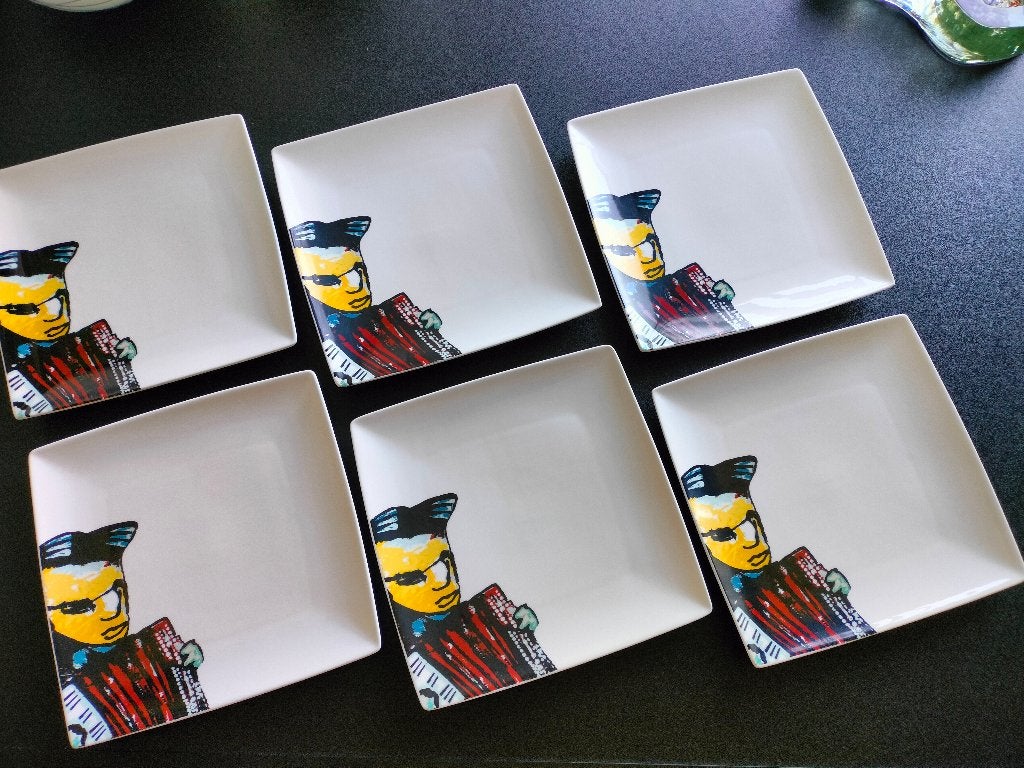 6 x Bord Herman Brood Uitgave 2003 Yong Johnny Meijer, Antiek en Kunst, Kunst | Designobjecten, Ophalen of Verzenden, Bord, Meerkleurig