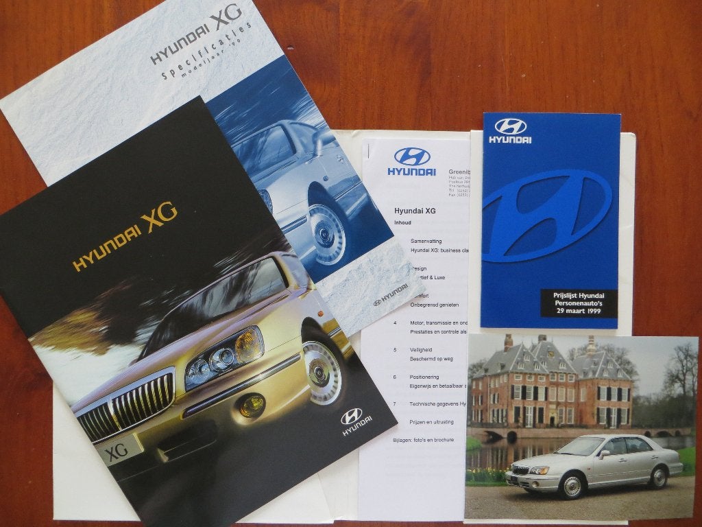 Hyundai XG persmap (april 1999) o.a. 2 folders, 1 persfoto, Ophalen of Verzenden, Nieuw, Overige merken