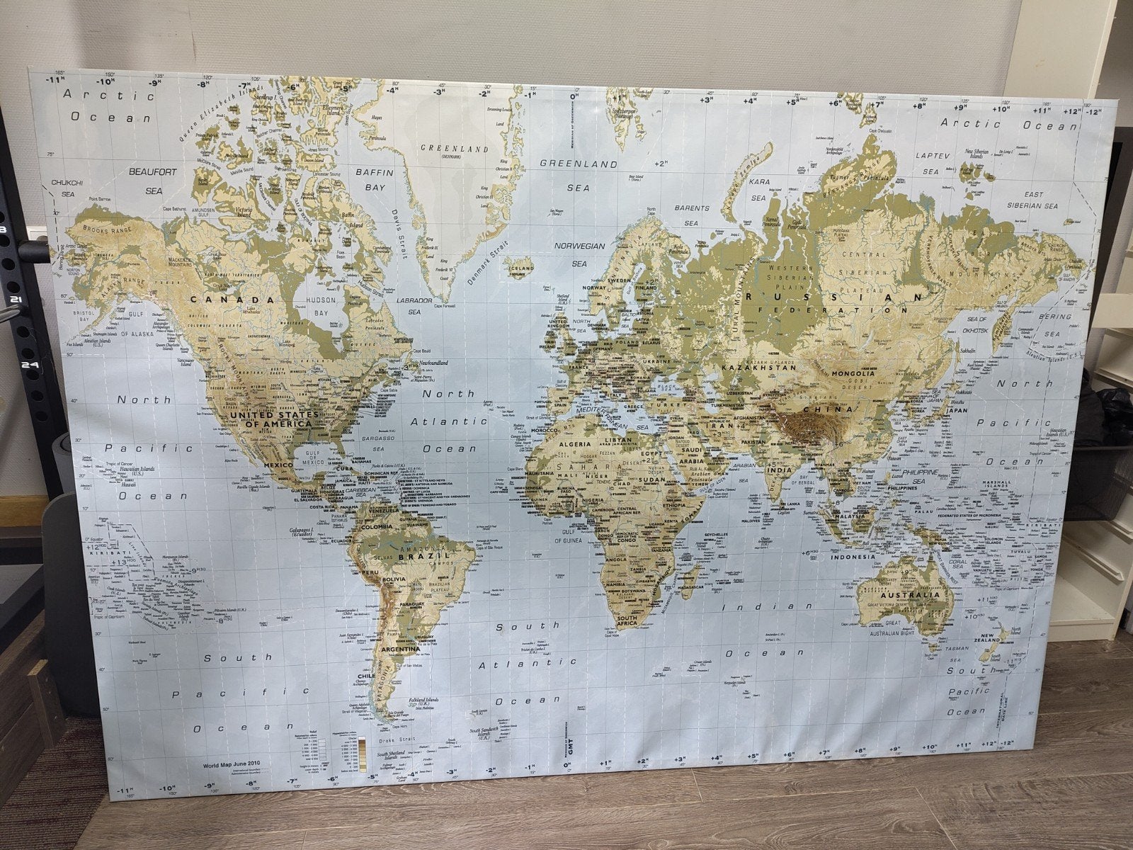 IKEA PREMIAR Landkaart Wereldkaart Canvas 140 x 200 cm, Ophalen, Zo goed als nieuw, 125 cm of meer, Print