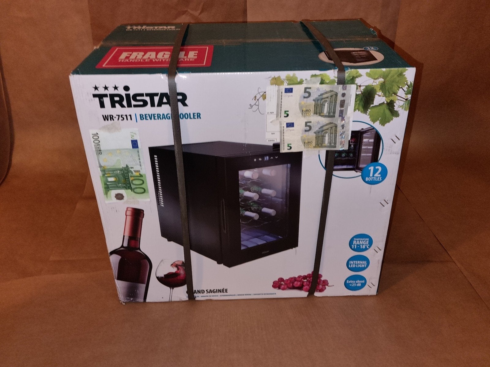Tristar WR-7511 - Wijnkoelkast 12 Flessen 11-18 graden, Zonder vriesvak, Nieuw, Ophalen of Verzenden, Minder dan 75 liter