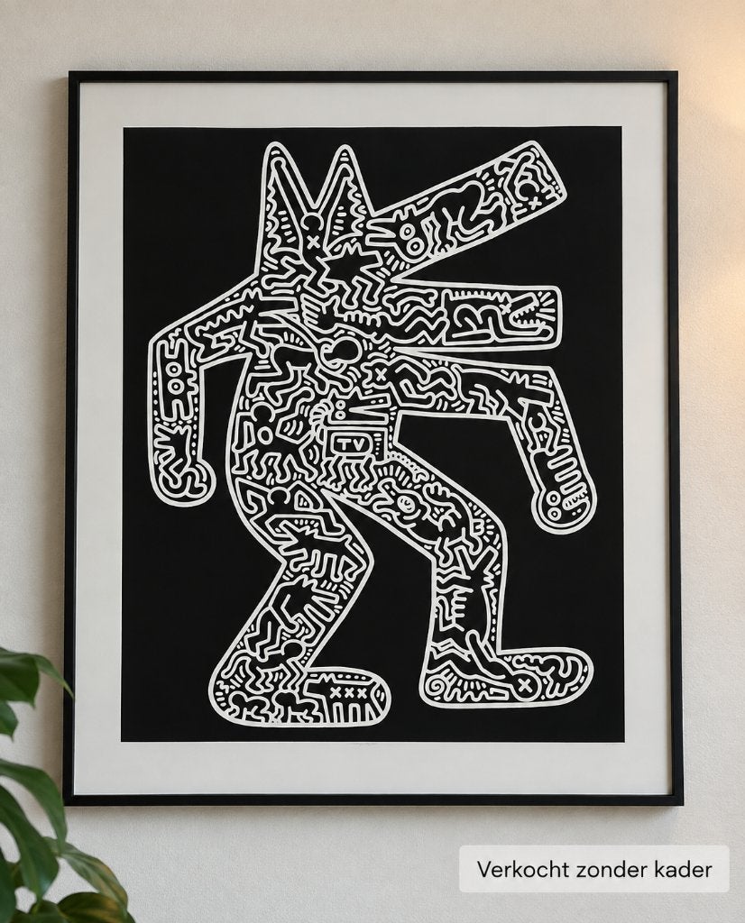 Keith Haring – Dog (1985) officiële gelicenseerde kunstdruk, Ophalen of Verzenden, Personages en Fantasiefiguren, Offsetdruk