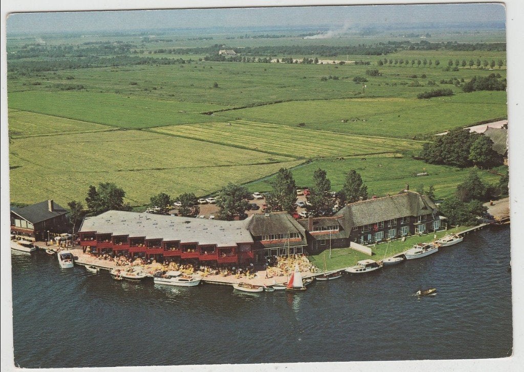 Eernewoude Hotel Princenhof Luchtfoto Gelopen Zegel 25 ct, Ophalen of Verzenden, 1960 tot 1980, Gelopen, Friesland