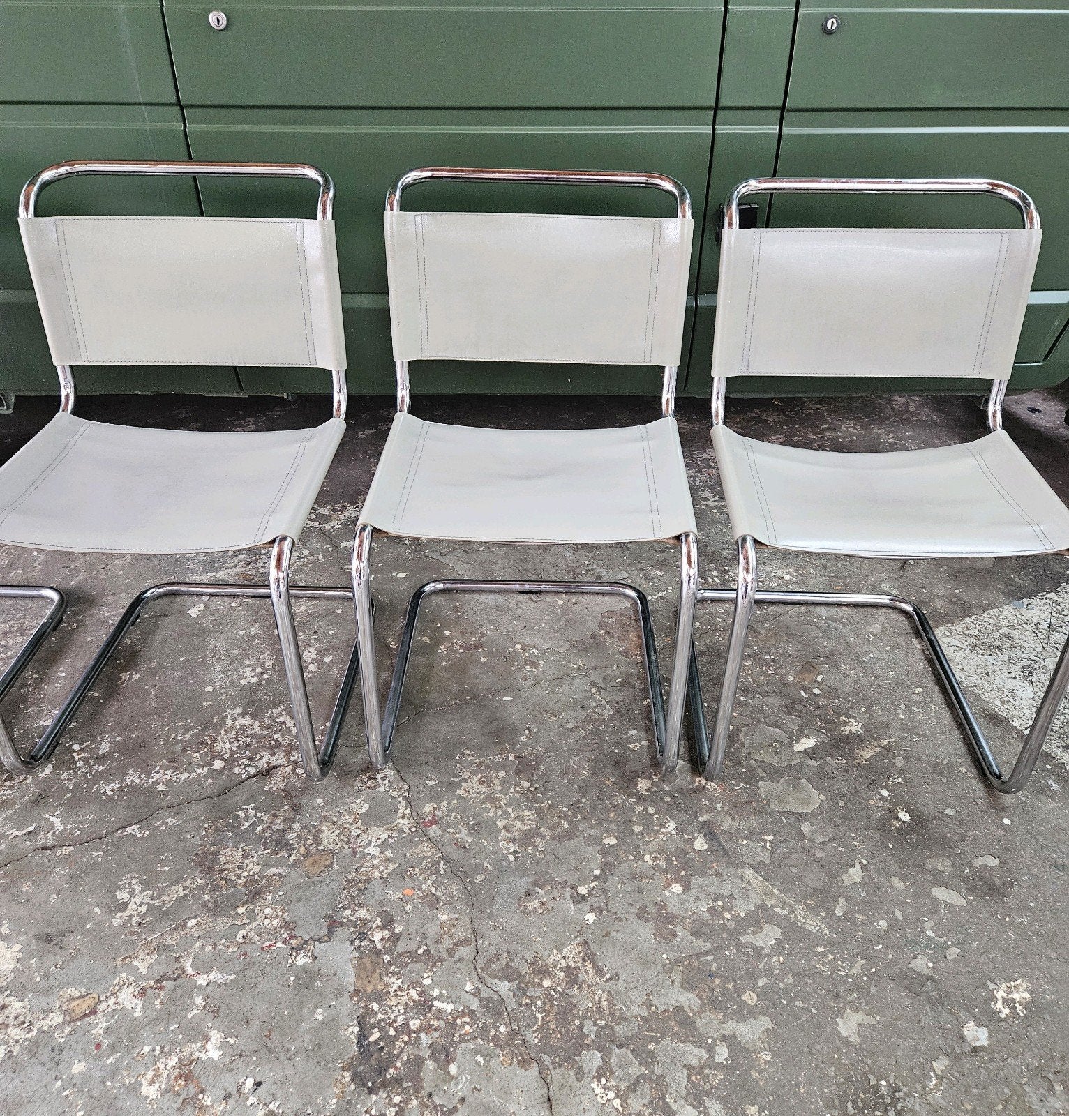 Vintage Bauhaus 4 stoelen S33 Mart Stam stijl setprijs, Ophalen, Gebruikt, Vintage, Leer