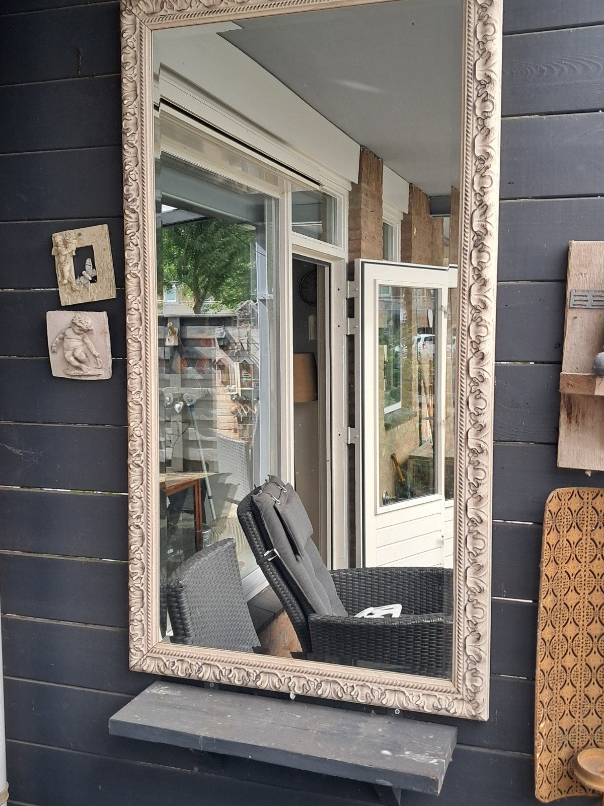 Spiegel met sierrand, Ophalen, Gebruikt, 100 tot 150 cm, Rechthoekig