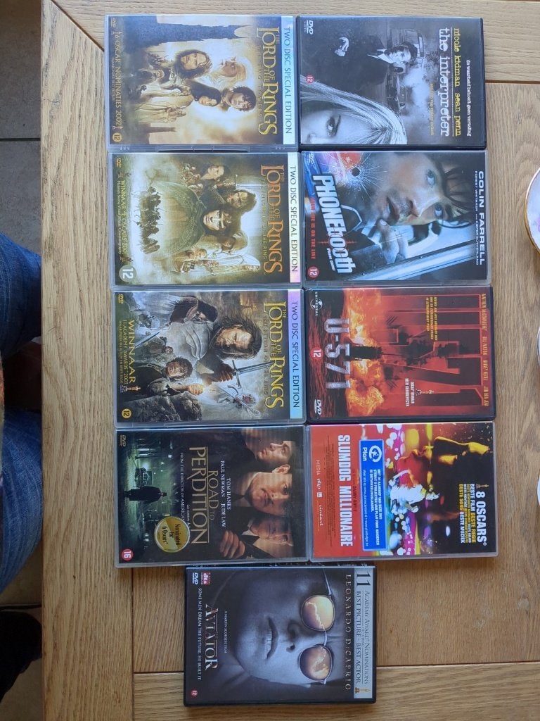 Diverse DVD collectie: Lord of the Rings, The Aviator, U-571, Ophalen, Nederlands, Vanaf 12 jaar, Gebruikt