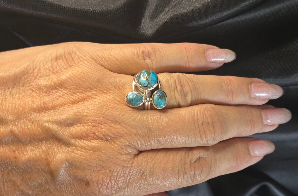 Zilveren ring met edelsteen koper turkooise. 2026/645, ., Nieuw, Ophalen of Verzenden, Met edelsteen