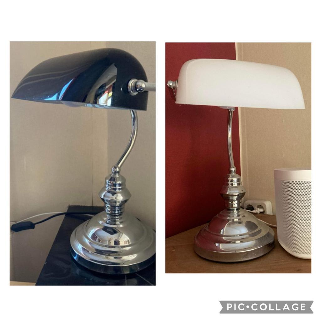 4 x notarislamp bankierslamp | zwart en wit | IZGS, Ophalen of Verzenden, Zo goed als nieuw, Glas, Minder dan 50 cm
