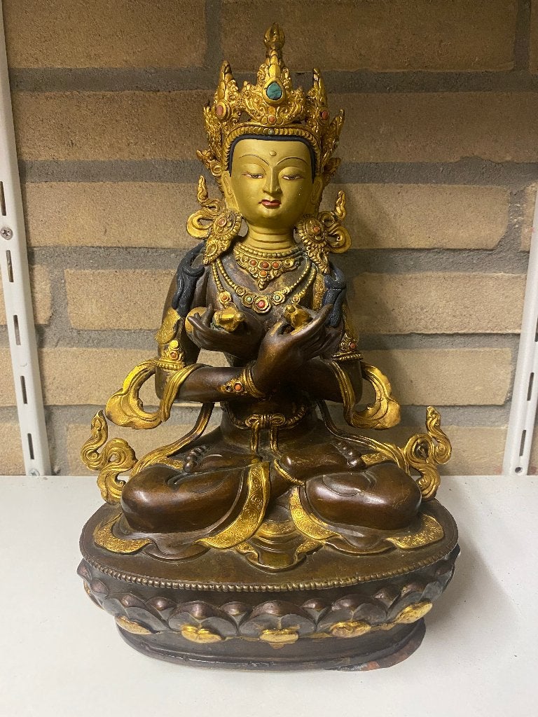 Vajradhara beeld Tibet – Brons – Goldface – 32 cm, 32 cm, Ophalen of Verzenden, Zo goed als nieuw, Nvt