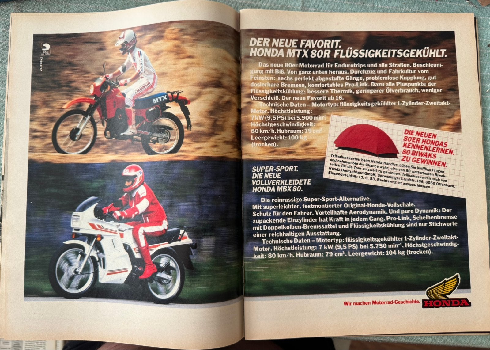 Advertentie 1983 Honda MTX80R en MBX80, Verzenden, Zo goed als nieuw, Motoren