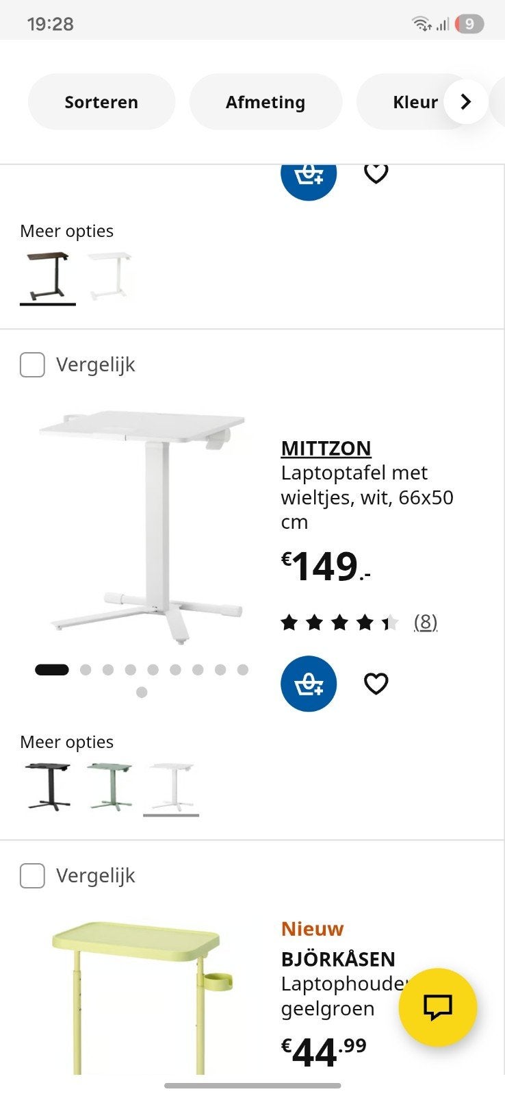 IKEA MITTZON Laptoptafel met wieltjes, wit, Ophalen of Verzenden, Zo goed als nieuw, In hoogte verstelbaar